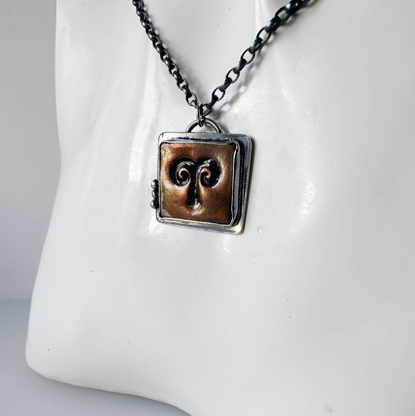 Copper and Sterling Silver Aries Ram Pendant Necklace (Unisex) - MaisyPlum