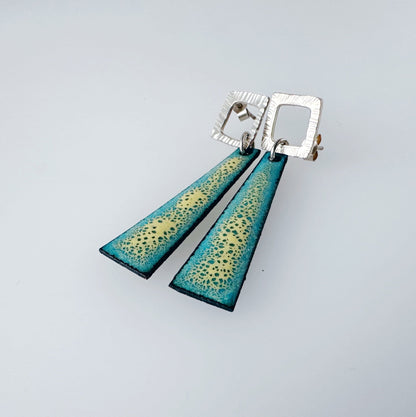 Silver Enamel Trapezoid Earrings - MaisyPlum