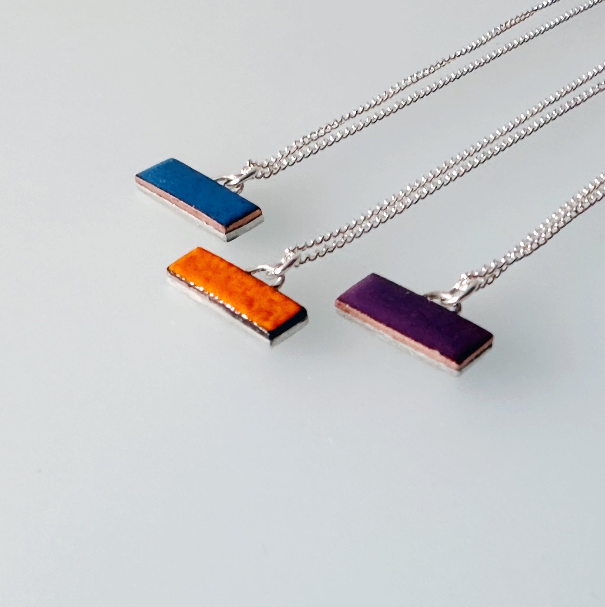 Sterling Silver Enamel Bar Necklace - MaisyPlum