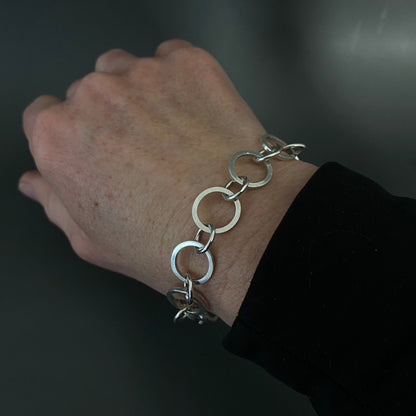 Contemporary Handmade Chunky Sterling Silver Circle Bracelet - MaisyPlum