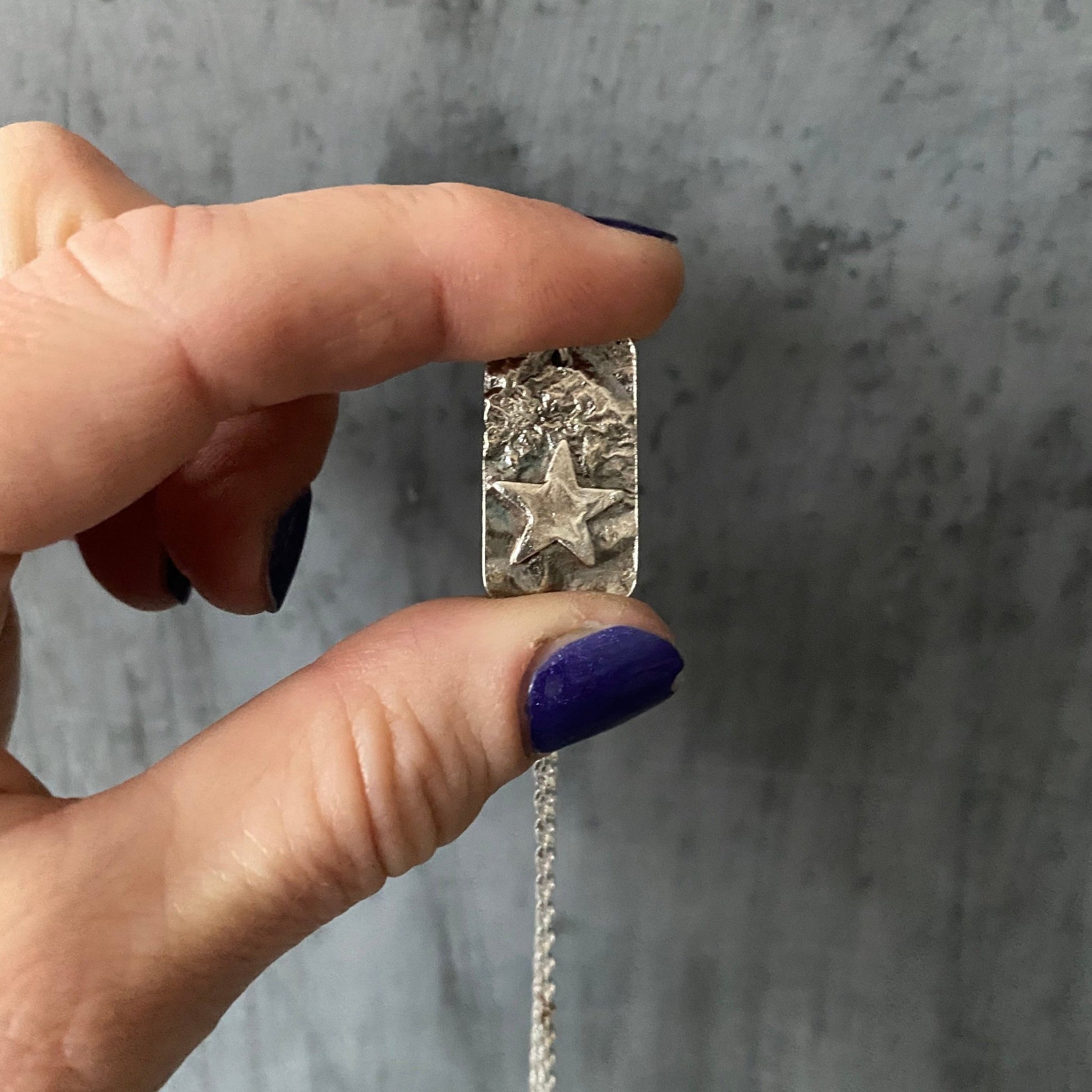 Oxidised Rectangle Pendant with Silver Star - MaisyPlum