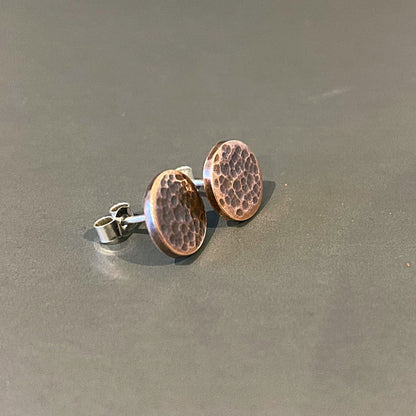 Textured Copper Disc Stud Earrings - MaisyPlum