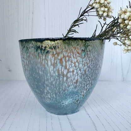 White Grey Copper Enamel Bowl - MaisyPlum